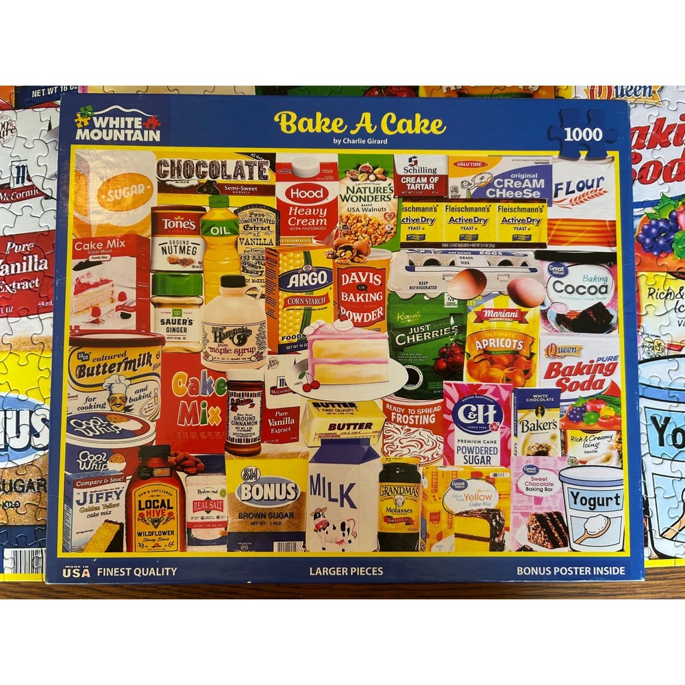 White Mountain Bake A Cake 1000 Piece Jigsaw Puzzle Charlie Girard COMPLETE